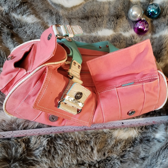 Guess Hand Bag Med 'Duffle' Pink&Blue - Picture 3 of 8